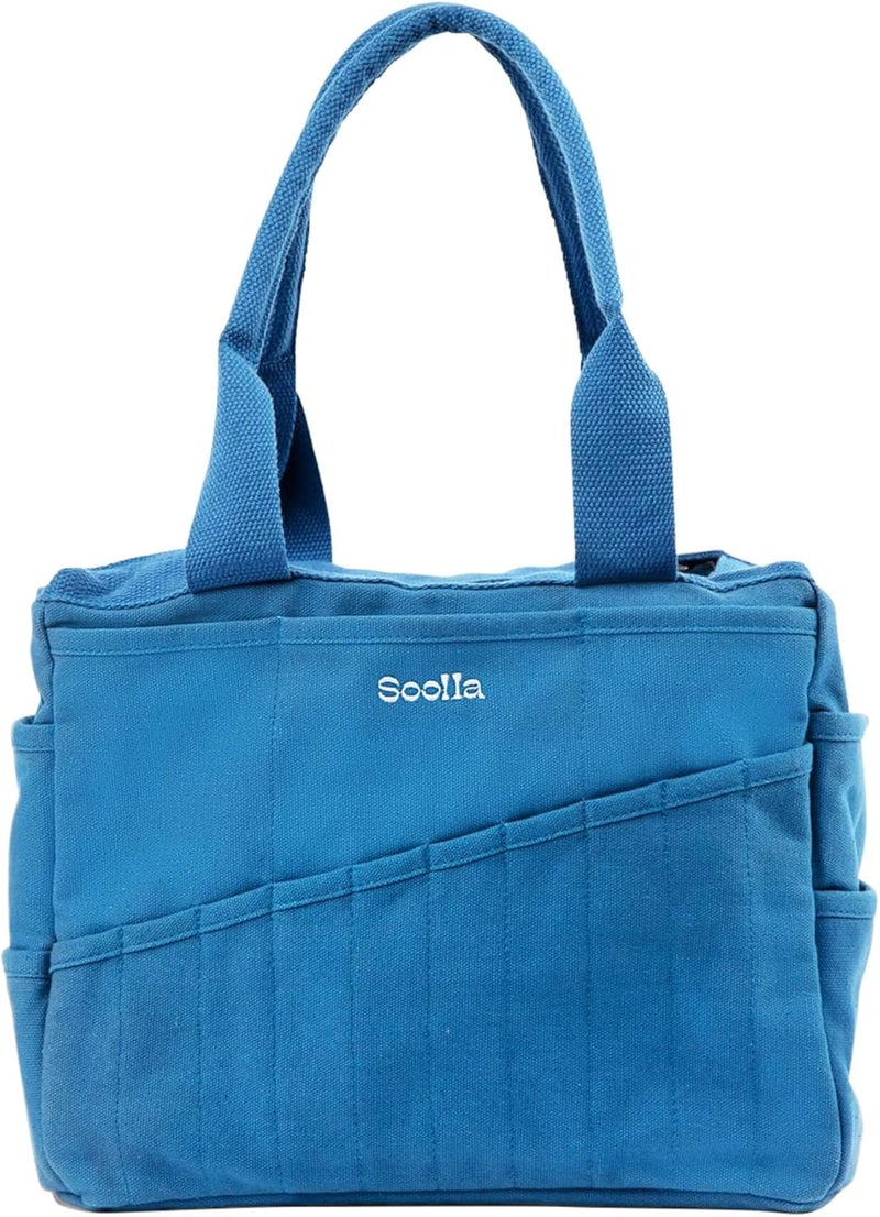 Soolla Studio Bag: Art Supply Storage & Pottery Tool Bag, Washable Craft Tote, Knitting Yarn Organizer, Crochet Projects, 30 Pockets, 20+ Canvas Colors, Gift for Artists (Blueberry Bliss) - Image 1
